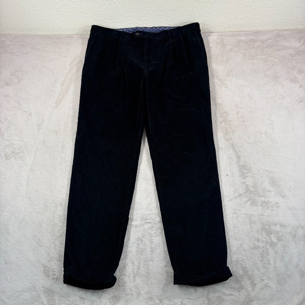 Lauren Ralph Lauren Corduroy Pants Men 40x32 (Tag 42) Black Pleated Straight Leg
